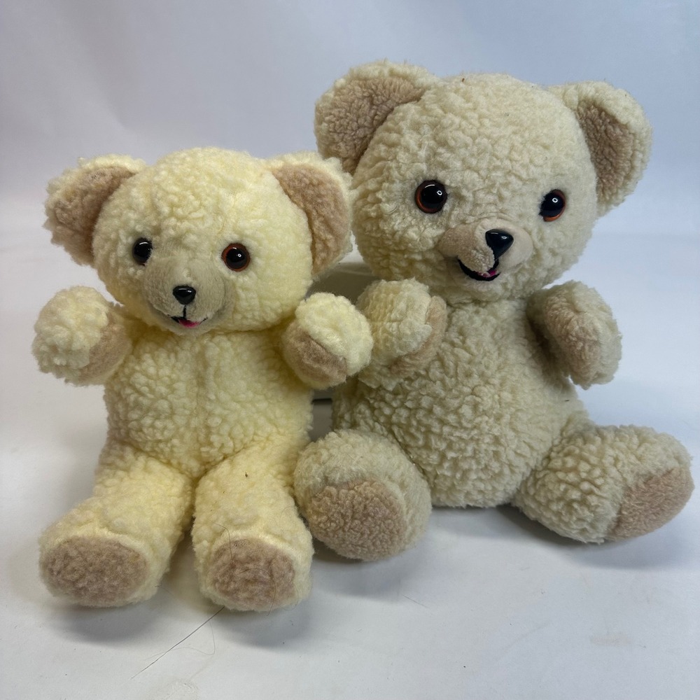Vintage Snuggle Bear 9" Plush & 11" Hand Puppet Set Cream Sherpa Mascot